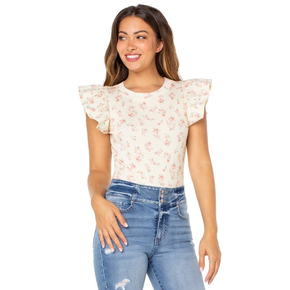 Celebrity Pink Juniors Flutter Sleeve Bodysuit